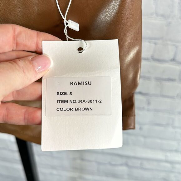 🤎 RAMISU Brown Faux Leather Shorts | Size S - Picture 4 of 5